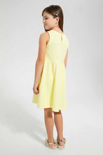 تنزيل الصورة على معرض الصور، Redtag-Yellow-Textured-Knitted-Dress-Dresses-Girls-2 to 8 Years
