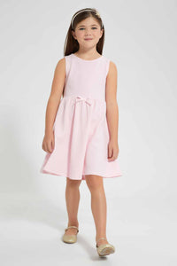 Redtag-Pink-Textured-Knitted-Dress-Dresses-Girls-2 to 8 Years