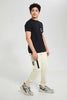 Redtag-Black-Patch-Pocket-&-Print-At-The-Back-Tee-Graphic-T-Shirts-Senior-Boys-9 to 14 Years