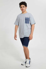 تنزيل الصورة على معرض الصور، Redtag-Grey-Melange-Oversize-Pocket-Tee-Graphic-T-Shirts-Senior-Boys-9 to 14 Years
