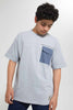 Redtag-Grey-Melange-Oversize-Pocket-Tee-Graphic-T-Shirts-Senior-Boys-9 to 14 Years