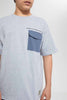 Redtag-Grey-Melange-Oversize-Pocket-Tee-Graphic-T-Shirts-Senior-Boys-9 to 14 Years