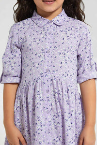 Lilac Floral Shirt Dress