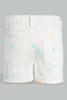 Redtag-White-Aop-Short-Denim-Shorts-Infant-Girls-3 to 24 Months