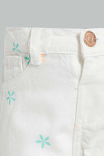 Load image into Gallery viewer, Redtag-White-Aop-Short-Denim-Shorts-Infant-Girls-3 to 24 Months
