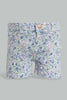 Redtag-Blue-Floral-Aop-Short-Denim-Shorts-Infant-Girls-3 to 24 Months