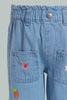 Redtag-Blue-All-Over-Embroidery-Jogger-Jeans-Harem-Fit-Infant-Girls-3 to 24 Months
