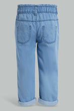 Load image into Gallery viewer, Redtag-Blue-Light-Wash-Denim-Jogger-Jeans-Harem-Fit-Infant-Girls-3 to 24 Months
