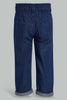 Redtag-Blue-Dark-Wash-Denim-Jogger-Jeans-Harem-Fit-Infant-Girls-3 to 24 Months