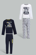 Load image into Gallery viewer, Redtag-White-And-Black-Skate-Pj-Set-Long(4-Pack)-Pyjama-Sets-Infant-Boys-3 to 24 Months
