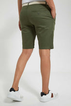 Load image into Gallery viewer, Redtag-Olive-Printed-Chino-Short-With-Belt-Swimwear--
