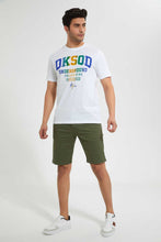Load image into Gallery viewer, Redtag-Olive-Printed-Chino-Short-With-Belt-Swimwear--
