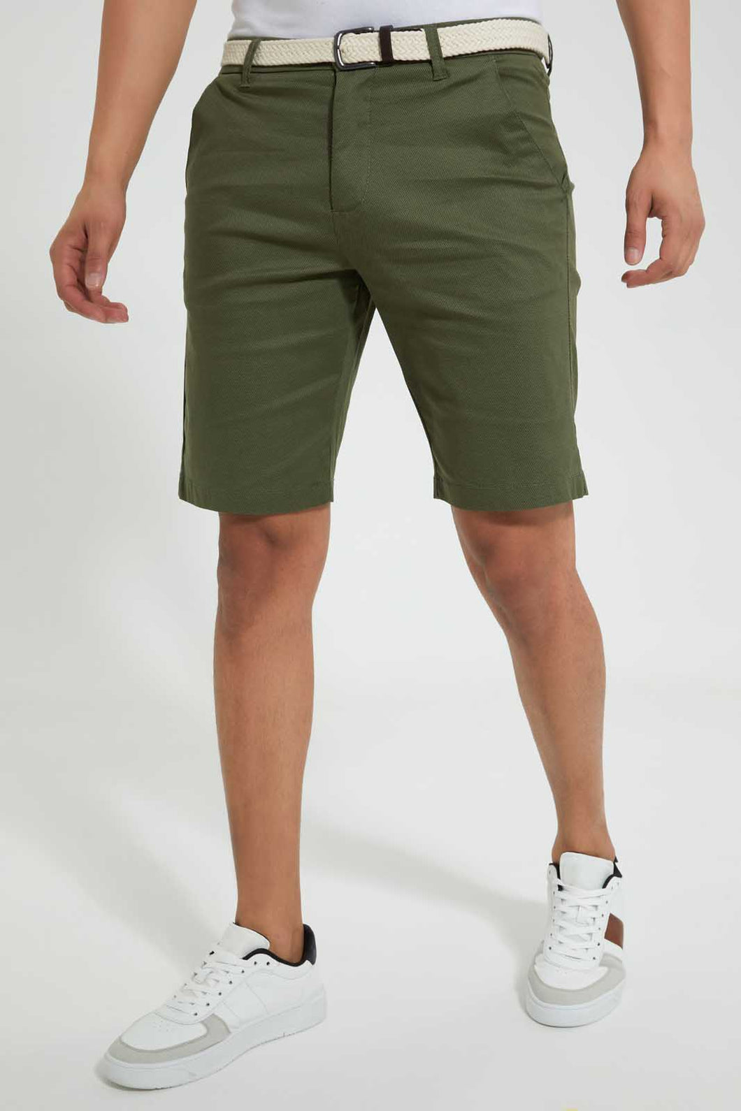 Redtag-Olive-Printed-Chino-Short-With-Belt-Swimwear--