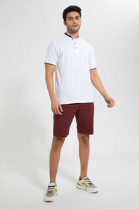 Redtag-Burgandy-Printed-Chino-Short-With-Belt-Swimwear--