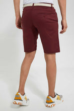 تنزيل الصورة على معرض الصور، Redtag-Burgandy-Printed-Chino-Short-With-Belt-Swimwear--
