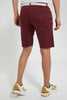 Redtag-Burgandy-Printed-Chino-Short-With-Belt-Swimwear--