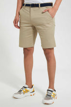 تنزيل الصورة على معرض الصور، Redtag-Beige-Printed-Chino-Short-With-Belt-Swimwear--
