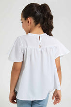 Load image into Gallery viewer, White Gathered Blouse With Collar
