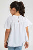 White Gathered Blouse With Collar