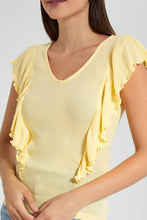 تنزيل الصورة على معرض الصور، Redtag-Yellow-Frill-Detail-Rib-Top-Category:Tops,-Colour:Yellow,-Filter:Women&#39;s-Clothing,-New-In,-New-In-Women,-Non-Sale,-RMD-add,-S22C,-Section:Women,-Women-Tops-Women&#39;s-

