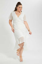 تنزيل الصورة على معرض الصور، Redtag-White-Silver-Lurex-Dobby-Wrap-Dress-Dresses-Women&#39;s-
