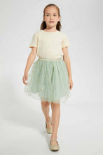 Load image into Gallery viewer, Redtag-Mint-Foil-Prinnted-Skirt-Skirts-Girls-2 to 8 Years
