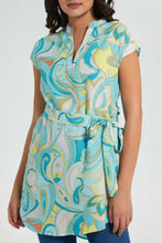 Load image into Gallery viewer, Redtag-Printed-Belted-Tunic-Dress-Blouses-Women&#39;s-
