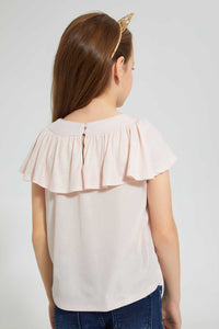 Redtag-Pink-Blouse-With-Frill-Sleeve-Blouses-Girls-2 to 8 Years