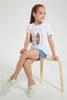 Redtag-White-Girls-Embossed-Printed-T-Shirt-Graphic-T-Shirts-Girls-2 to 8 Years