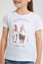 Load image into Gallery viewer, Redtag-White-Girls-Embossed-Printed-T-Shirt-Graphic-T-Shirts-Girls-2 to 8 Years
