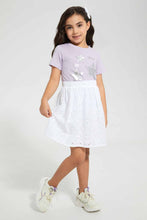 Load image into Gallery viewer, Redtag-Lilac-Girls-Embossed-Printed-T-Shirt-Graphic-T-Shirts-Girls-2 to 8 Years
