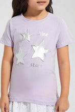 Load image into Gallery viewer, Redtag-Lilac-Girls-Embossed-Printed-T-Shirt-Graphic-T-Shirts-Girls-2 to 8 Years
