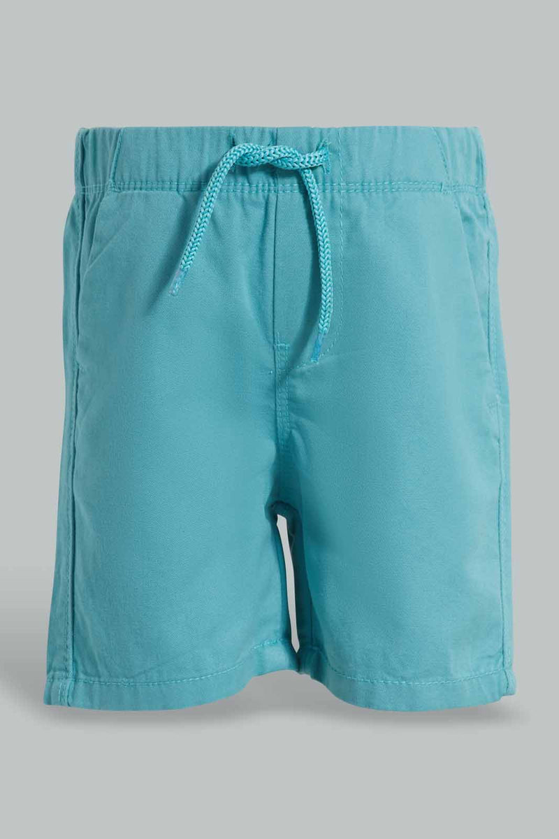 Redtag-Sky-Blue-Trouser-Pull-On-Shorts-Pull-On-Shorts-Infant-Boys-3 to 24 Months