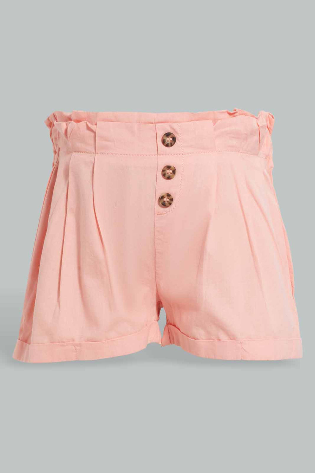 Redtag-Coral-Front-Pleats-Short-Casual-Shorts-Infant-Girls-3 to 24 Months