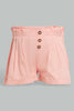 Redtag-Coral-Front-Pleats-Short-Casual-Shorts-Infant-Girls-3 to 24 Months
