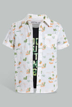 تنزيل الصورة على معرض الصور، Redtag-White-Printed-2-In-1-Short-Slv-Shirt-Casual-Shirts-Infant-Boys-3 to 24 Months
