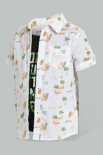 تنزيل الصورة على معرض الصور، Redtag-White-Printed-2-In-1-Short-Slv-Shirt-Casual-Shirts-Infant-Boys-3 to 24 Months
