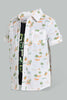 Redtag-White-Printed-2-In-1-Short-Slv-Shirt-Casual-Shirts-Infant-Boys-3 to 24 Months