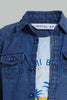 Redtag-Dark-Wash-2-In-1-Denim-Shirt-Casual-Shirts-Infant-Boys-3 to 24 Months