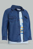 Redtag-Dark-Wash-2-In-1-Denim-Shirt-Casual-Shirts-Infant-Boys-3 to 24 Months