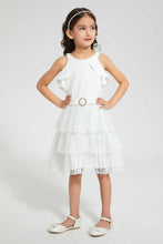 Load image into Gallery viewer, Redtag-Grey-Frilled-Halter-Neck-Dress-Dresses-Girls-2 to 8 Years
