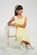 Load image into Gallery viewer, Redtag-Yellow-Half-Placket-A-Line-Dress-Dresses-Girls-2 to 8 Years
