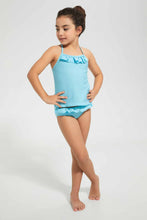 Load image into Gallery viewer, Redtag-Aqua-Striped--Swimsuit-Swimsuits-Girls-2 to 8 Years
