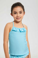 Load image into Gallery viewer, Redtag-Aqua-Striped--Swimsuit-Swimsuits-Girls-2 to 8 Years
