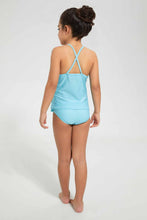 Load image into Gallery viewer, Redtag-Aqua-Striped--Swimsuit-Swimsuits-Girls-2 to 8 Years
