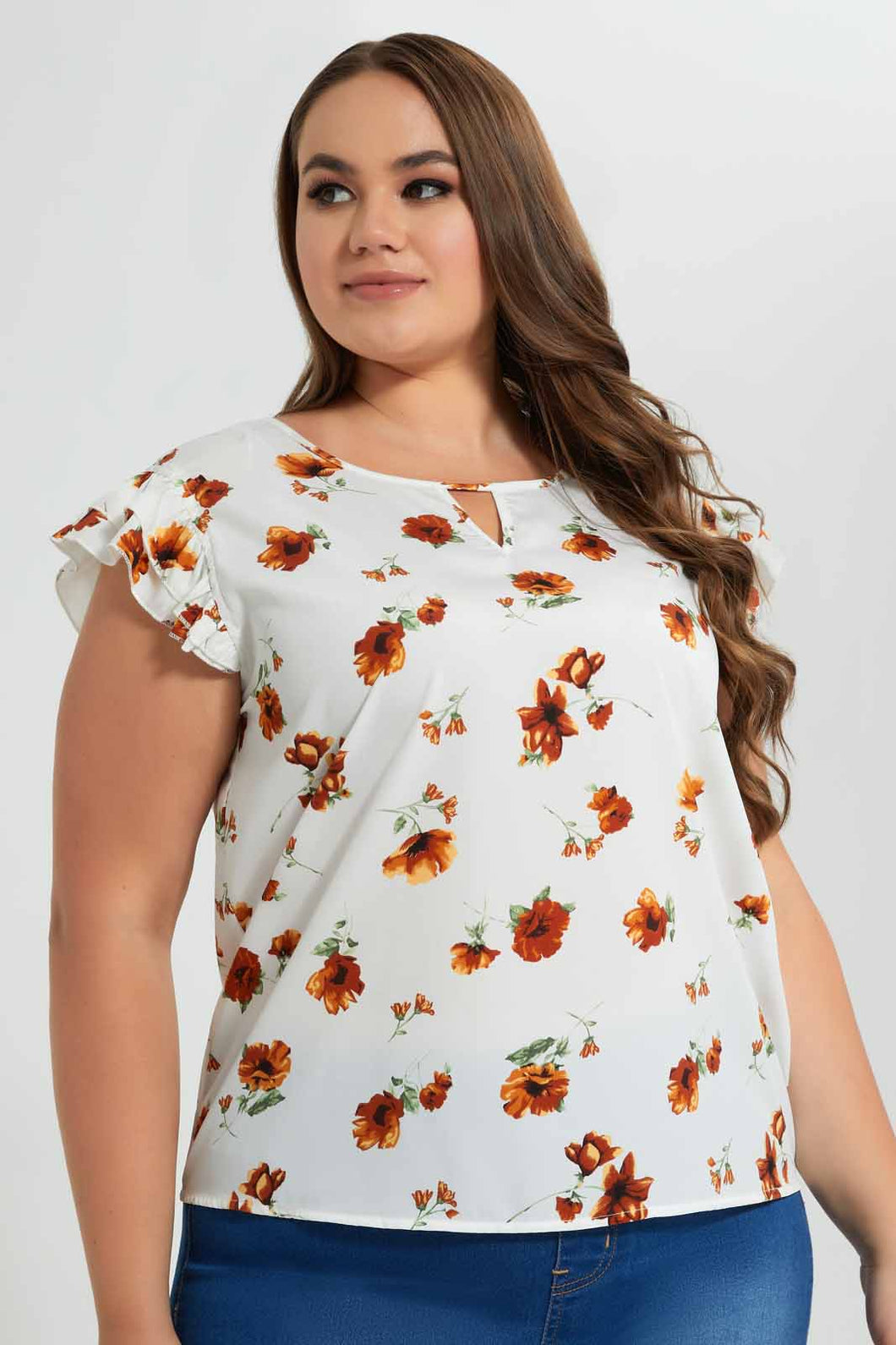 Redtag-Assorted-Printed-Ruffle-Sleeve-Keyhole-Neck-Blouse-Blouses-Women's-