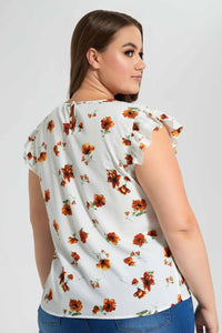 Redtag-Assorted-Printed-Ruffle-Sleeve-Keyhole-Neck-Blouse-Blouses-Women's-