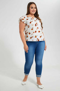 Redtag-Assorted-Printed-Ruffle-Sleeve-Keyhole-Neck-Blouse-Blouses-Women's-
