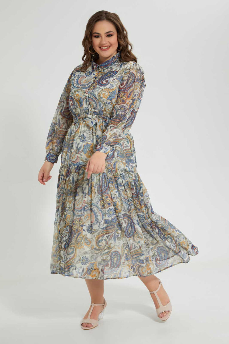 Redtag-Assorted-Paisley-Printed-Lurex-Dobby-Tiered-Dress-Dresses-Women's-