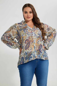 Redtag-Assorted-Paisley-Printed-Lurex-Dobby-Tiered-Dress-Blouses-Women's-